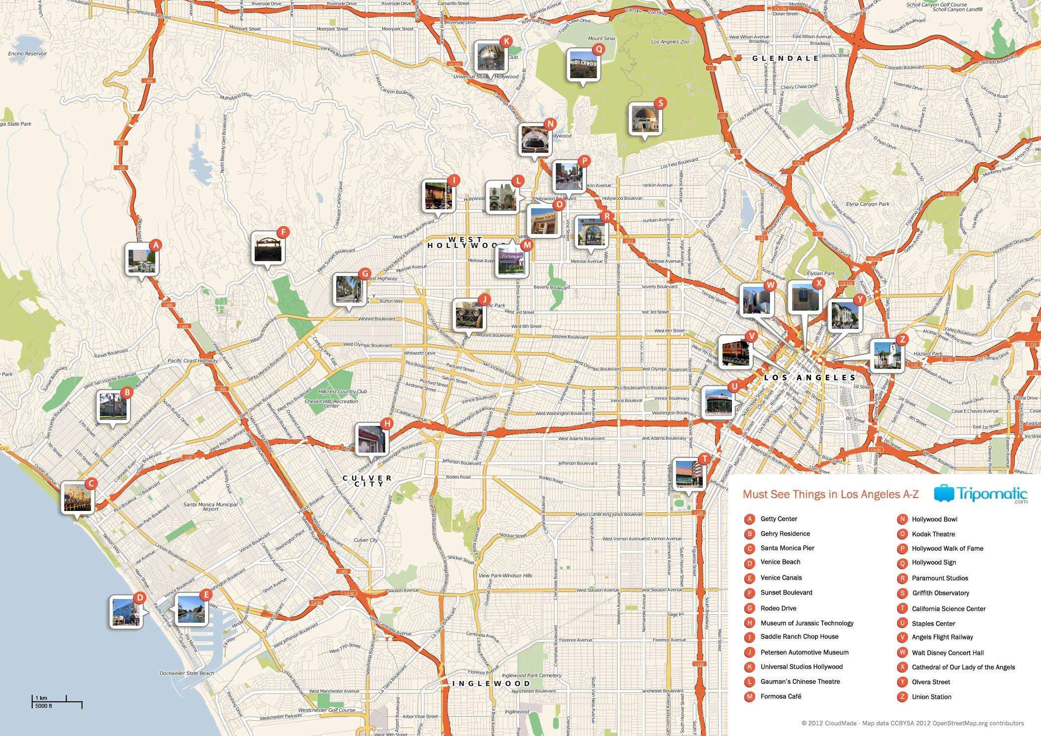 map of tourist attractions in los angeles
